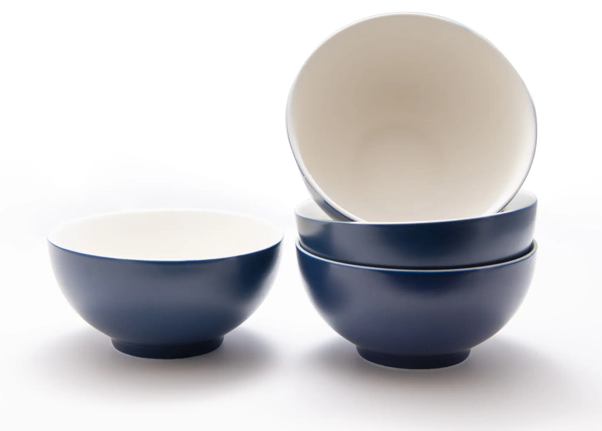 Blue and White Four Piece Porcelain Service For Four Bowl Set - Image 4