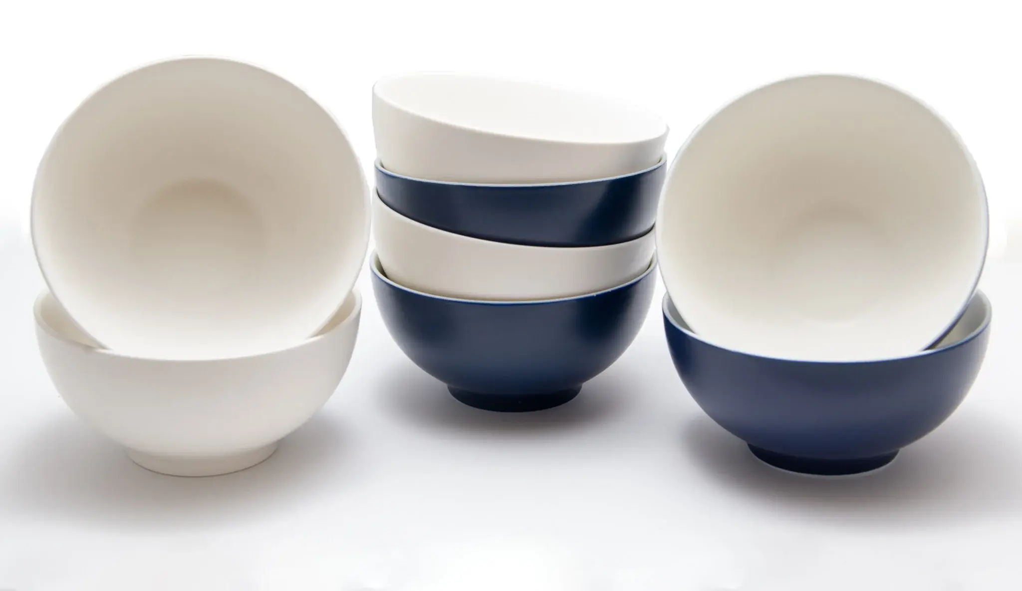 Blue and White Four Piece Porcelain Service For Four Bowl Set - Image 9