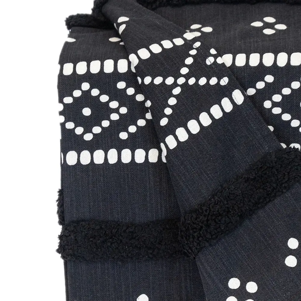 Blue and White Woven Cotton Striped Throw Blanket - Image 7