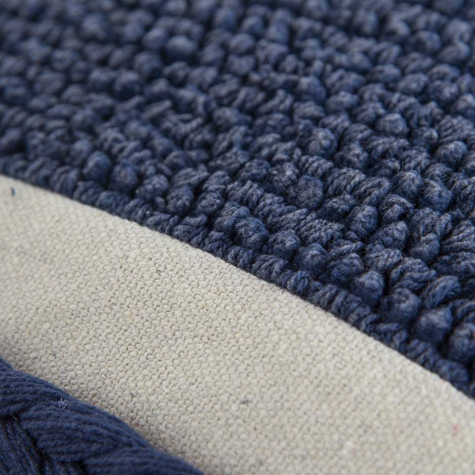 Blue Braided Stripe Macrame Fringe Lumbar Pillow - Image 5