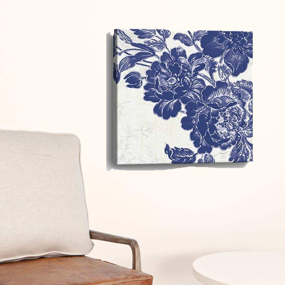 Blue Toile Rose Unframed Print Wall Art - Image 5