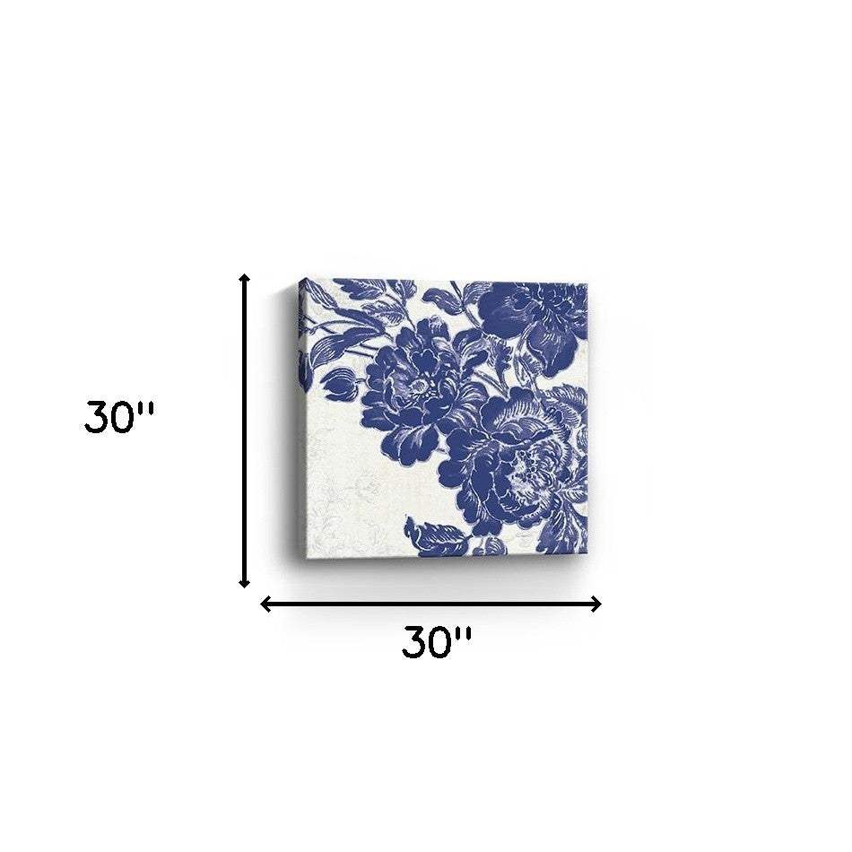 Blue Toile Rose Unframed Print Wall Art - Image 8