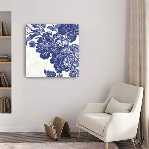 Blue Toile Rose Unframed Print Wall Art - Image 7