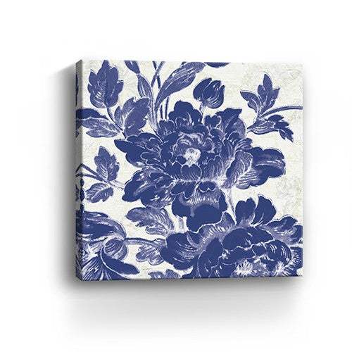 Blue Toile Roses Unframed Print Wall Art - Image 6