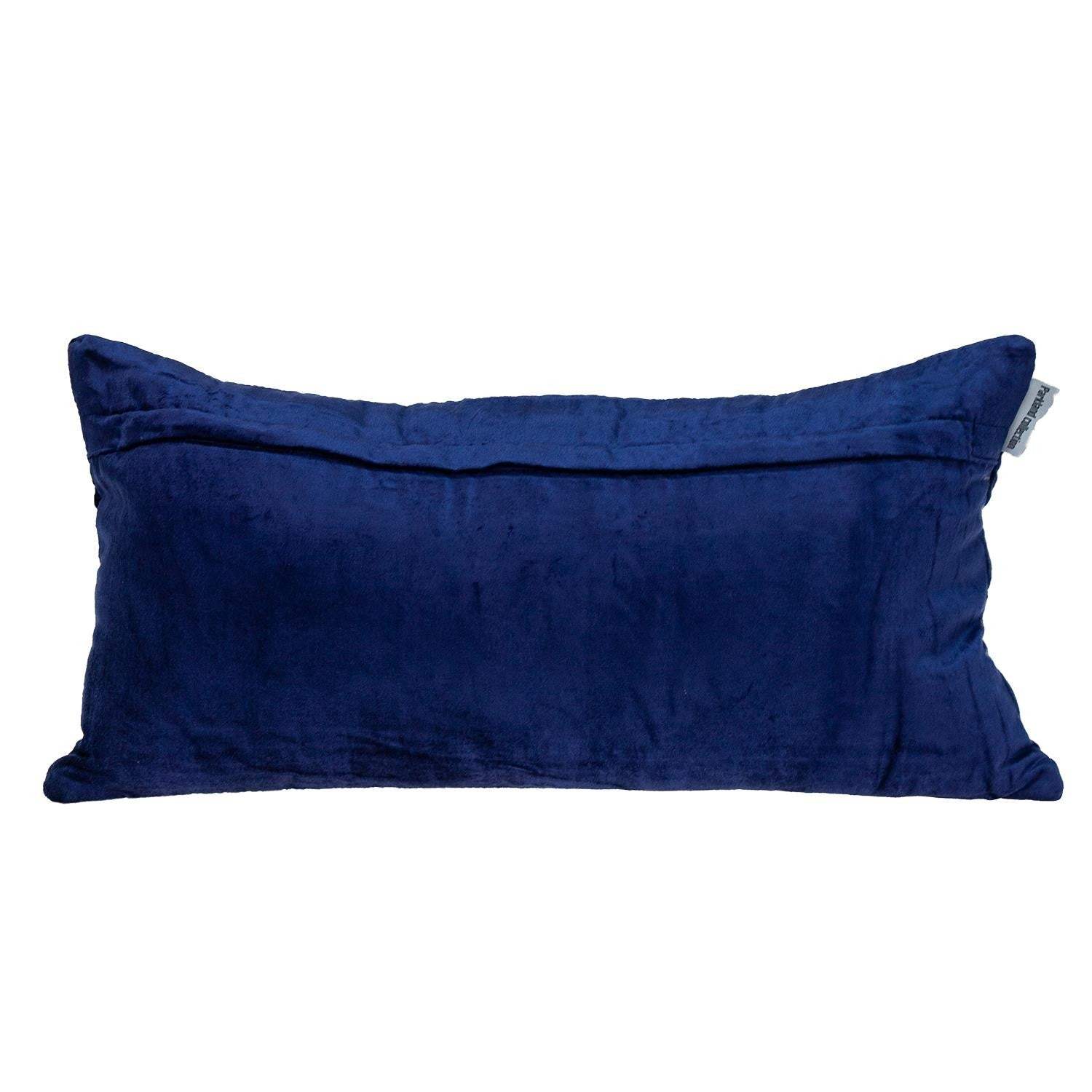 Blue Tufted Velvet Quilted Lumbar Throw Pillow - Image 3