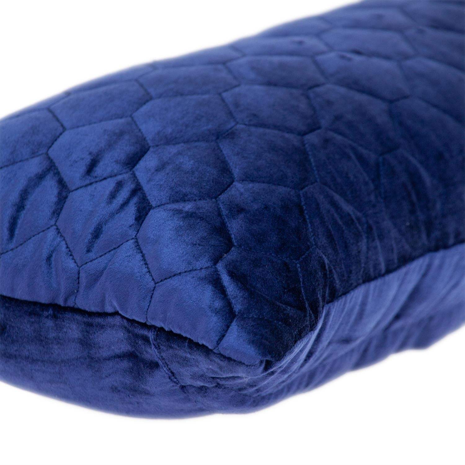 Blue Tufted Velvet Quilted Lumbar Throw Pillow - Image 5