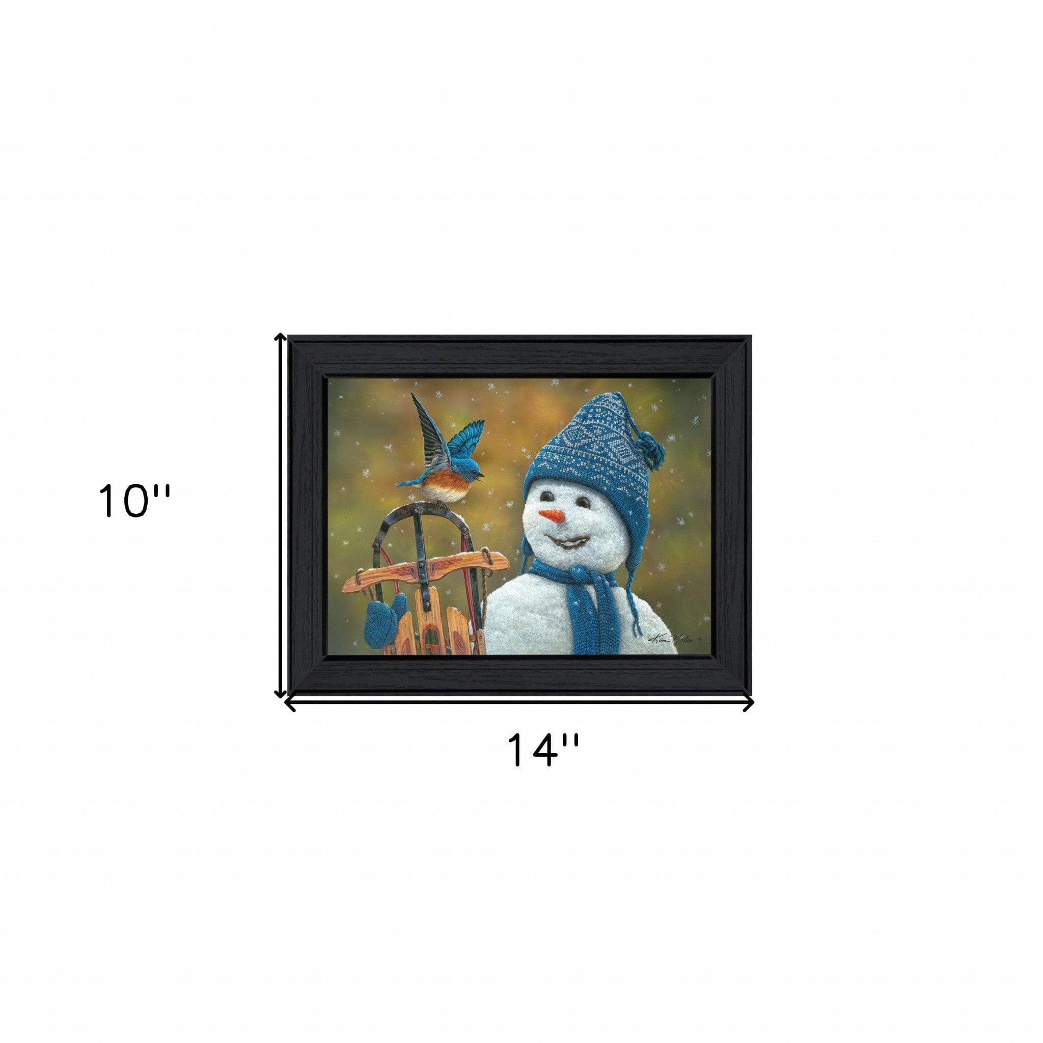 Bluebird Snowman Black Framed Print Wall Art - Image 5