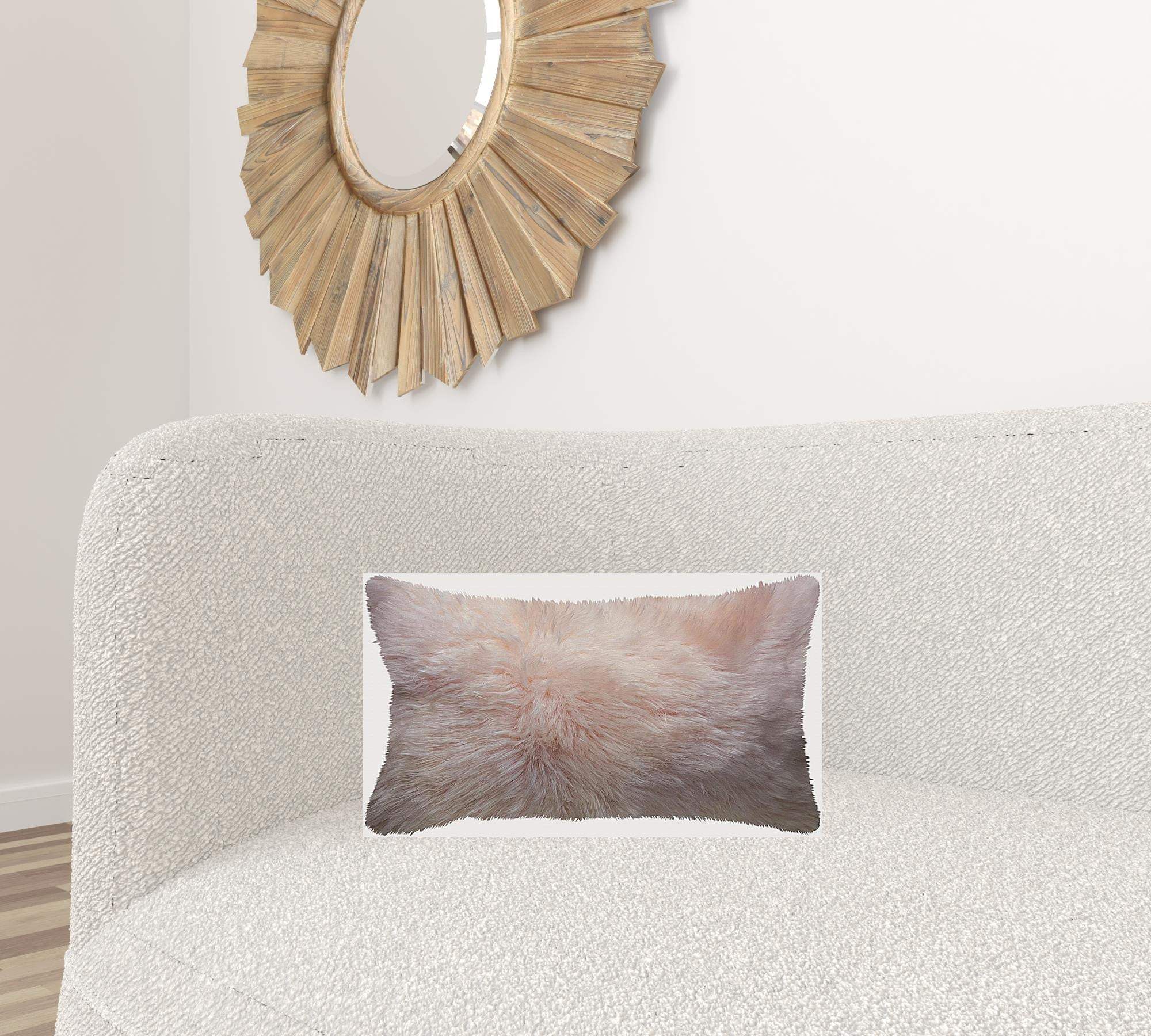 Blush Natural Sheepskin Lumbar Pillow - Image 2
