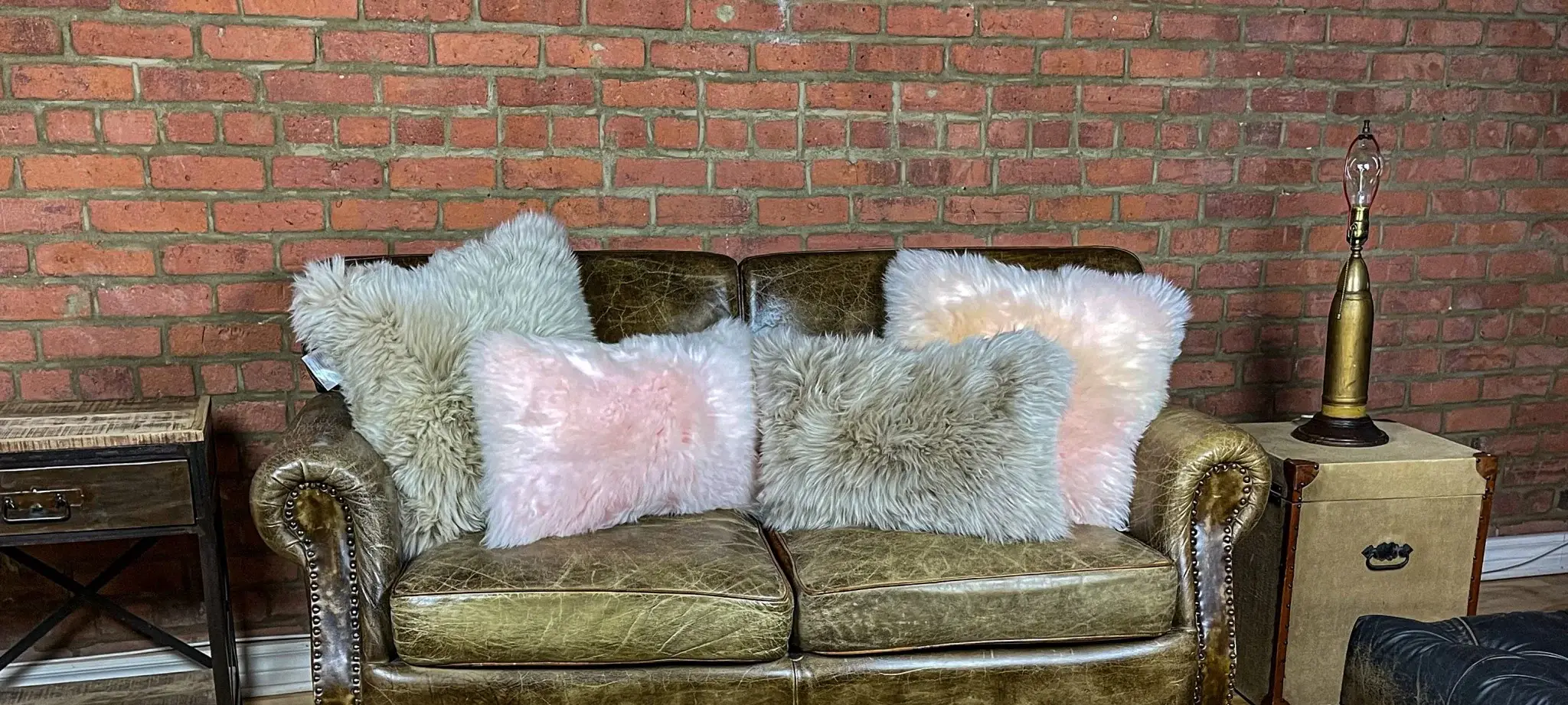 Blush Natural Sheepskin Lumbar Pillow - Image 8