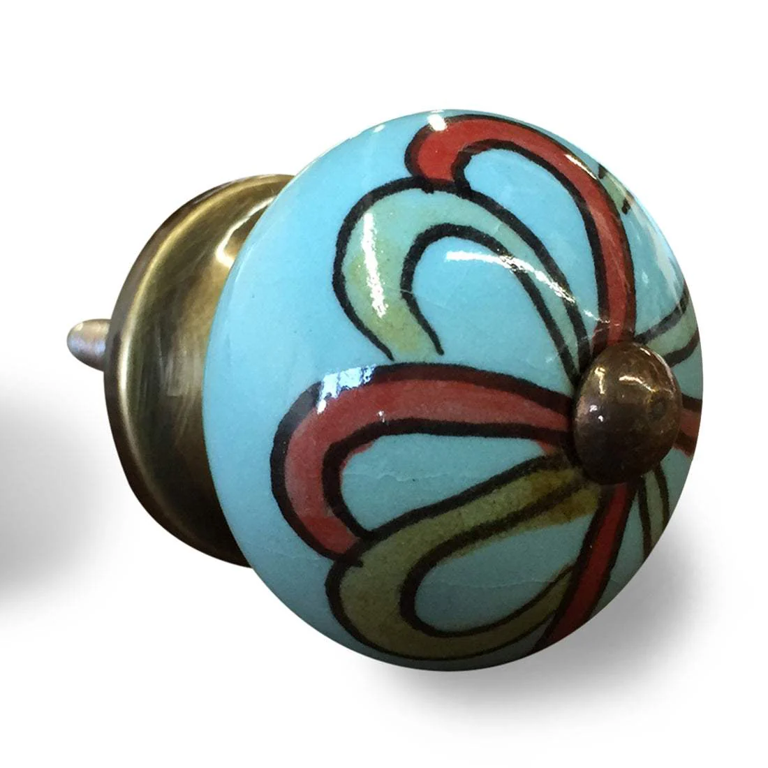 Bohemian Turquoise And Red Set Of 12 Knobs - Image 2