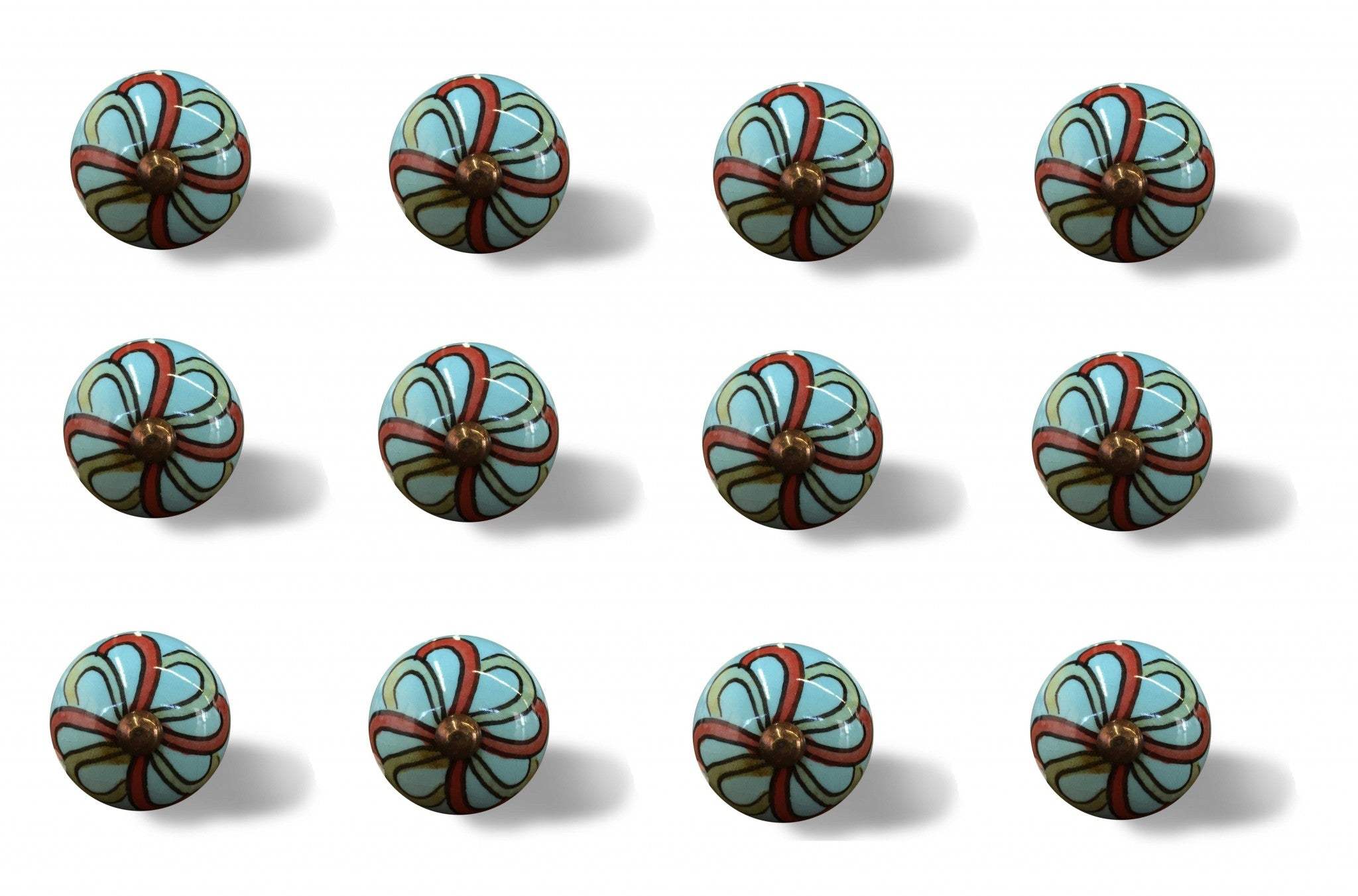 Bohemian Turquoise And Red Set Of 12 Knobs - Image 3