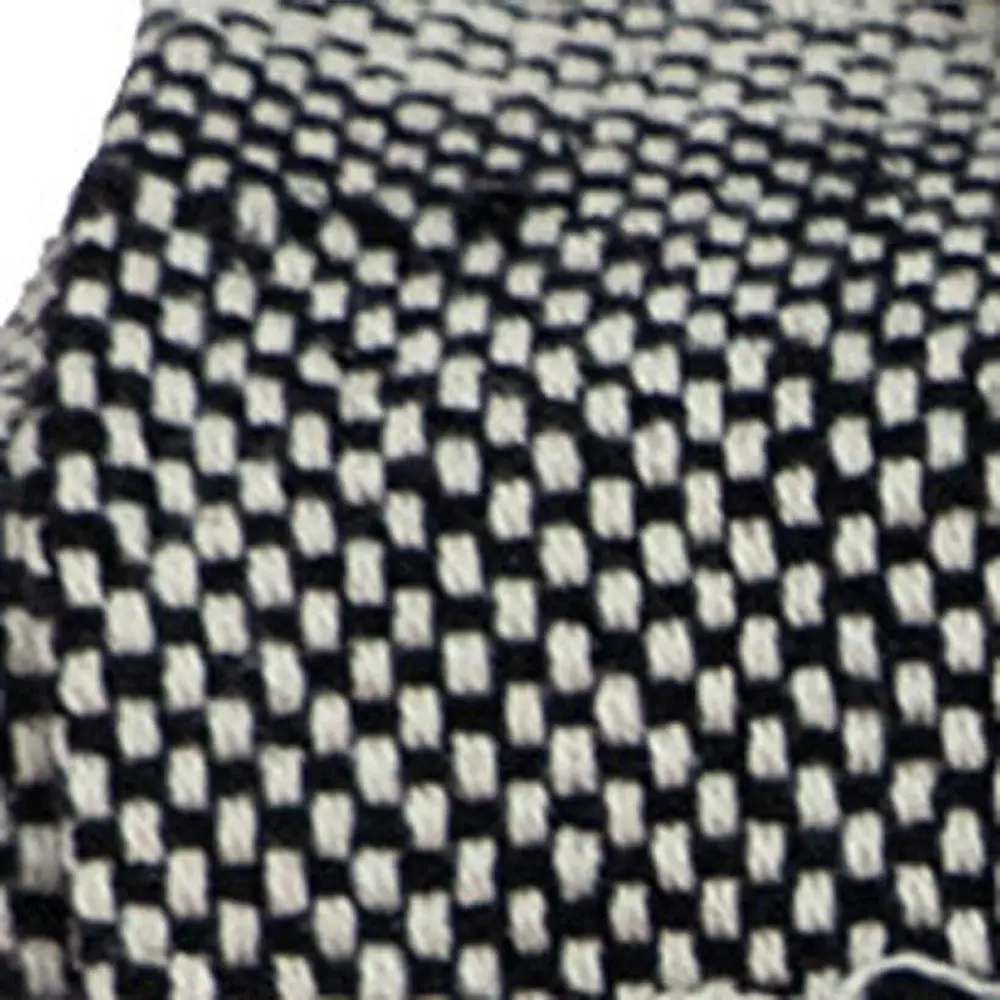 Boho Beige and Black Handloom Weave Throw with Decorative Tassels - Image 5
