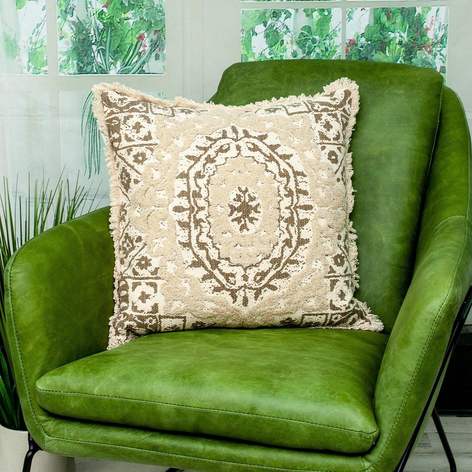 Boho Garland Beige and Brown Decorative Accent Pillow - Image 7