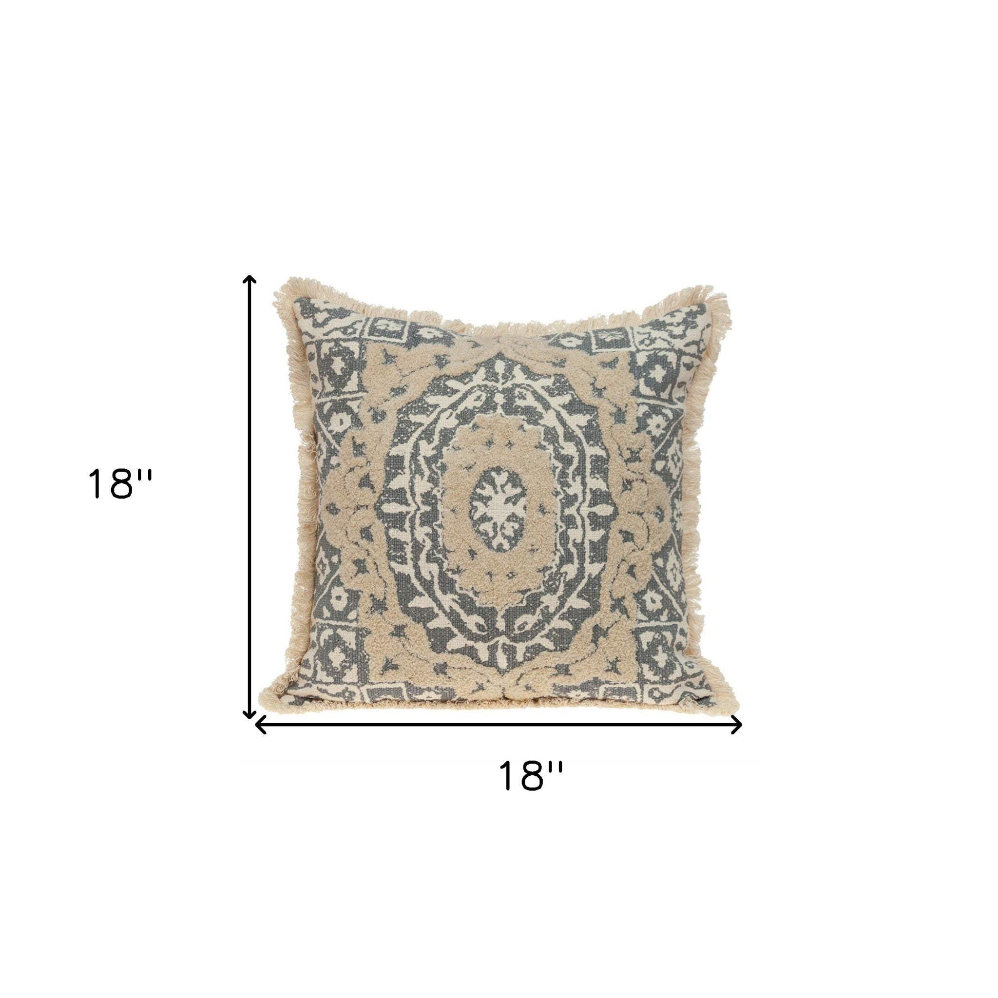 Boho Garland Beige and Gray Decorative Accent Pillow - Image 3