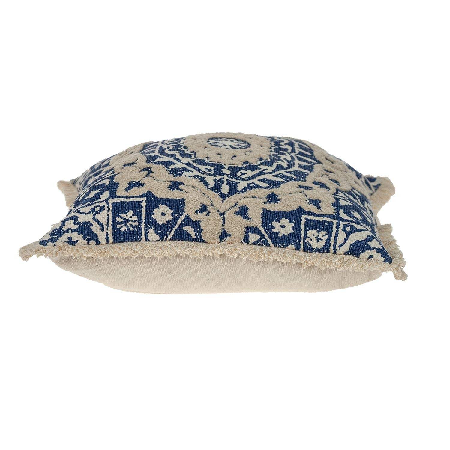Boho Garland Beige and Navy Blue Decorative Accent Pillow - Image 5