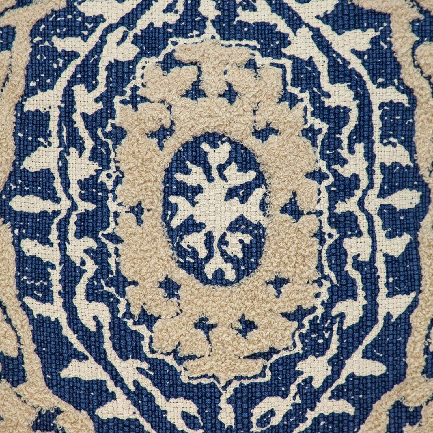 Boho Garland Beige and Navy Blue Decorative Accent Pillow - Image 8