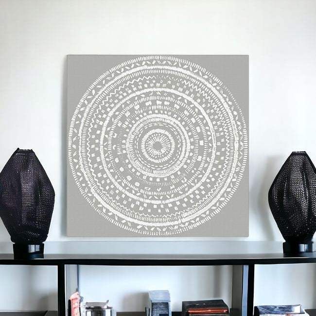 Boho White Mandala Unframed Print Wall Art - Image 2