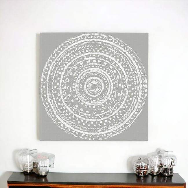 Boho White Mandala Unframed Print Wall Art - Image 3