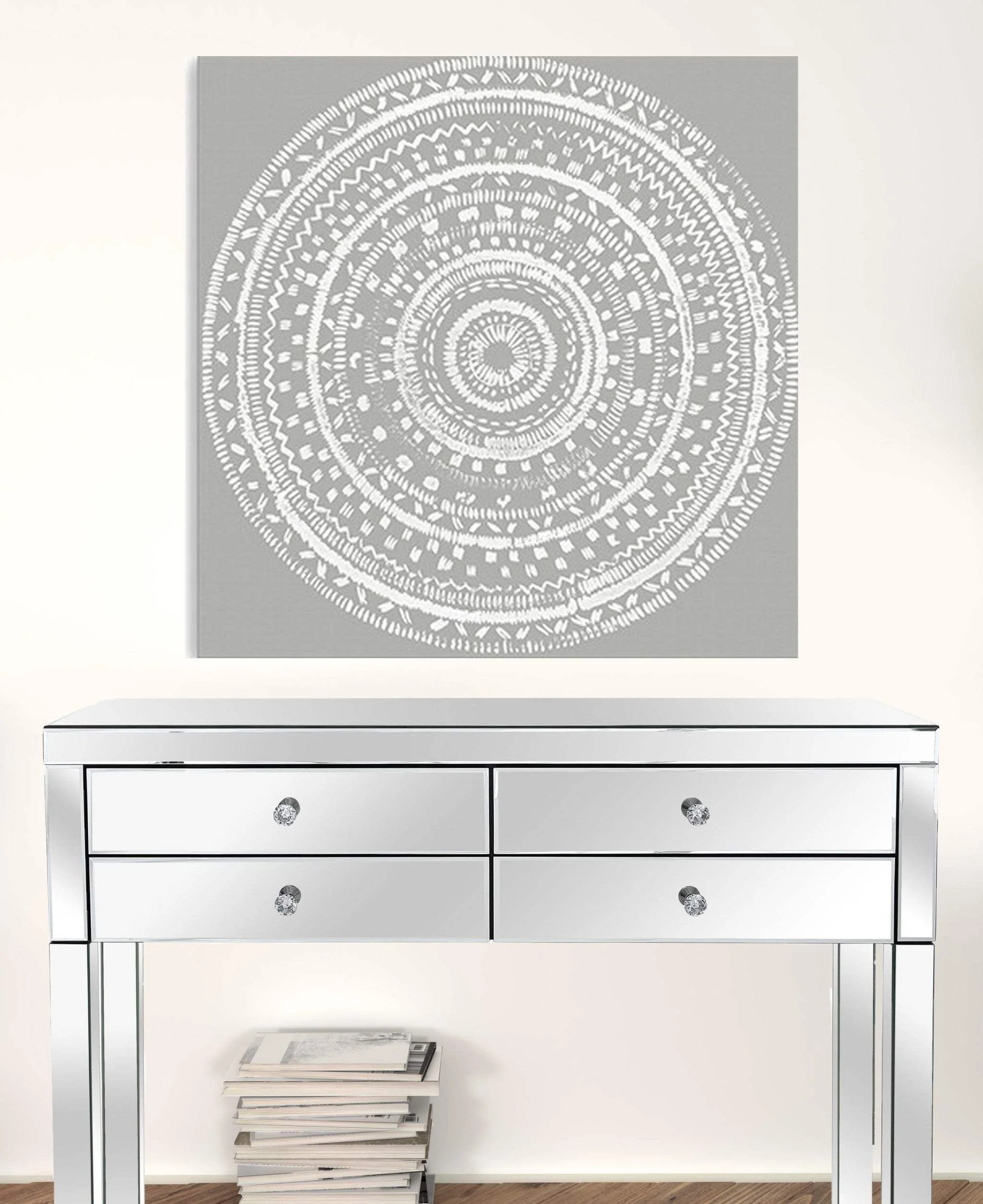 Boho White Mandala Unframed Print Wall Art - Image 5