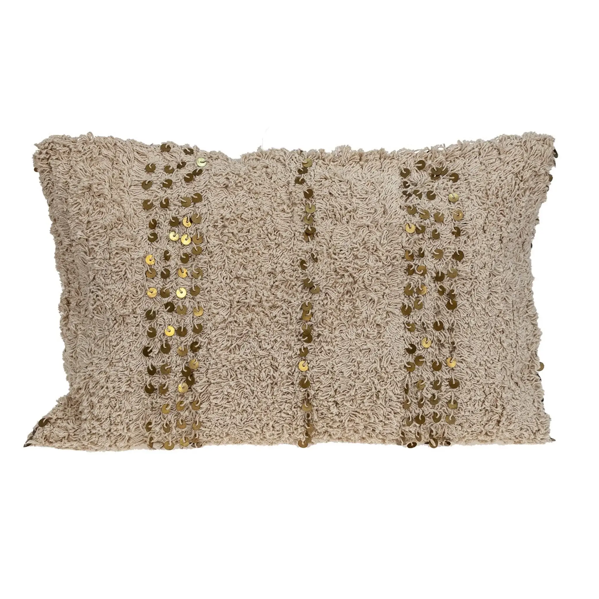 Boho Woven Shaggy Sequin Lumbar Pillow - Image 2