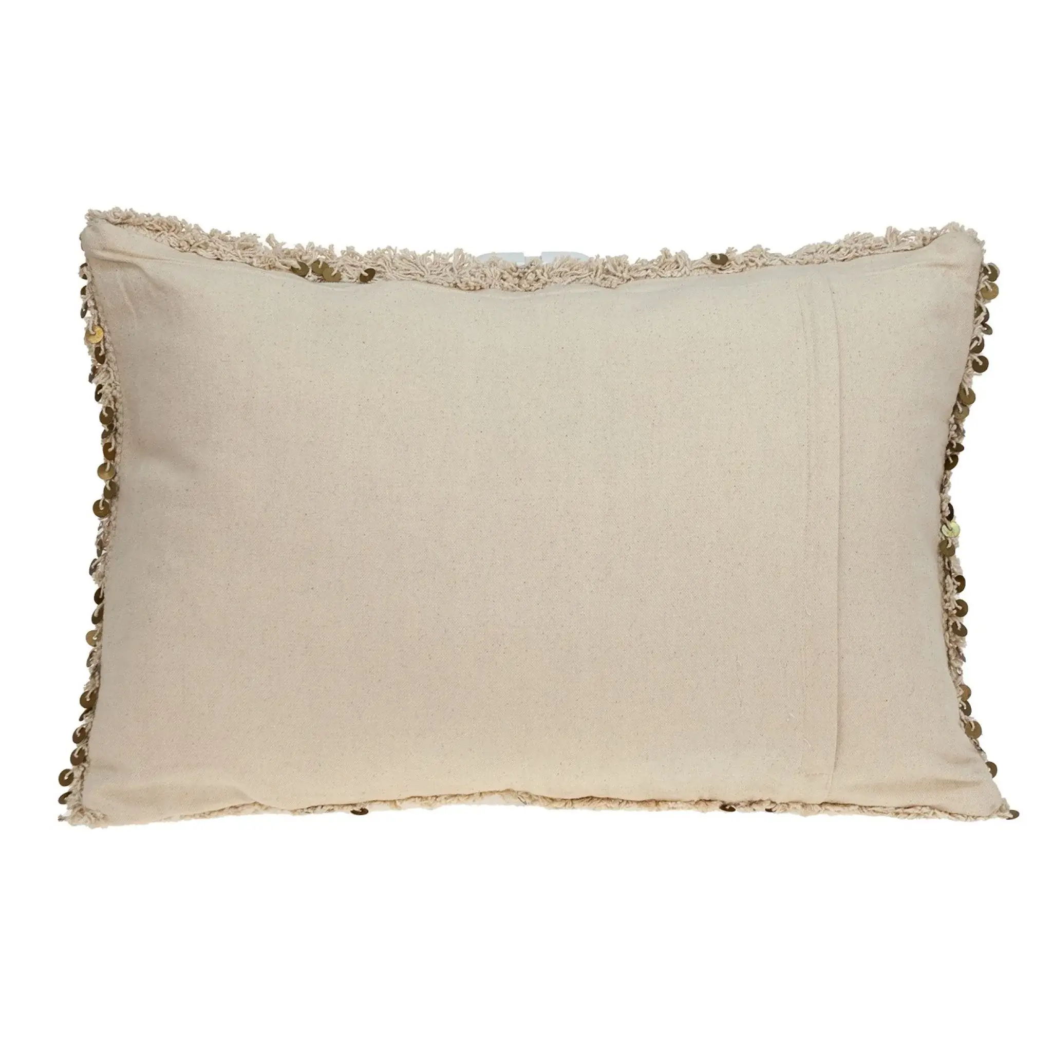 Boho Woven Shaggy Sequin Lumbar Pillow - Image 3