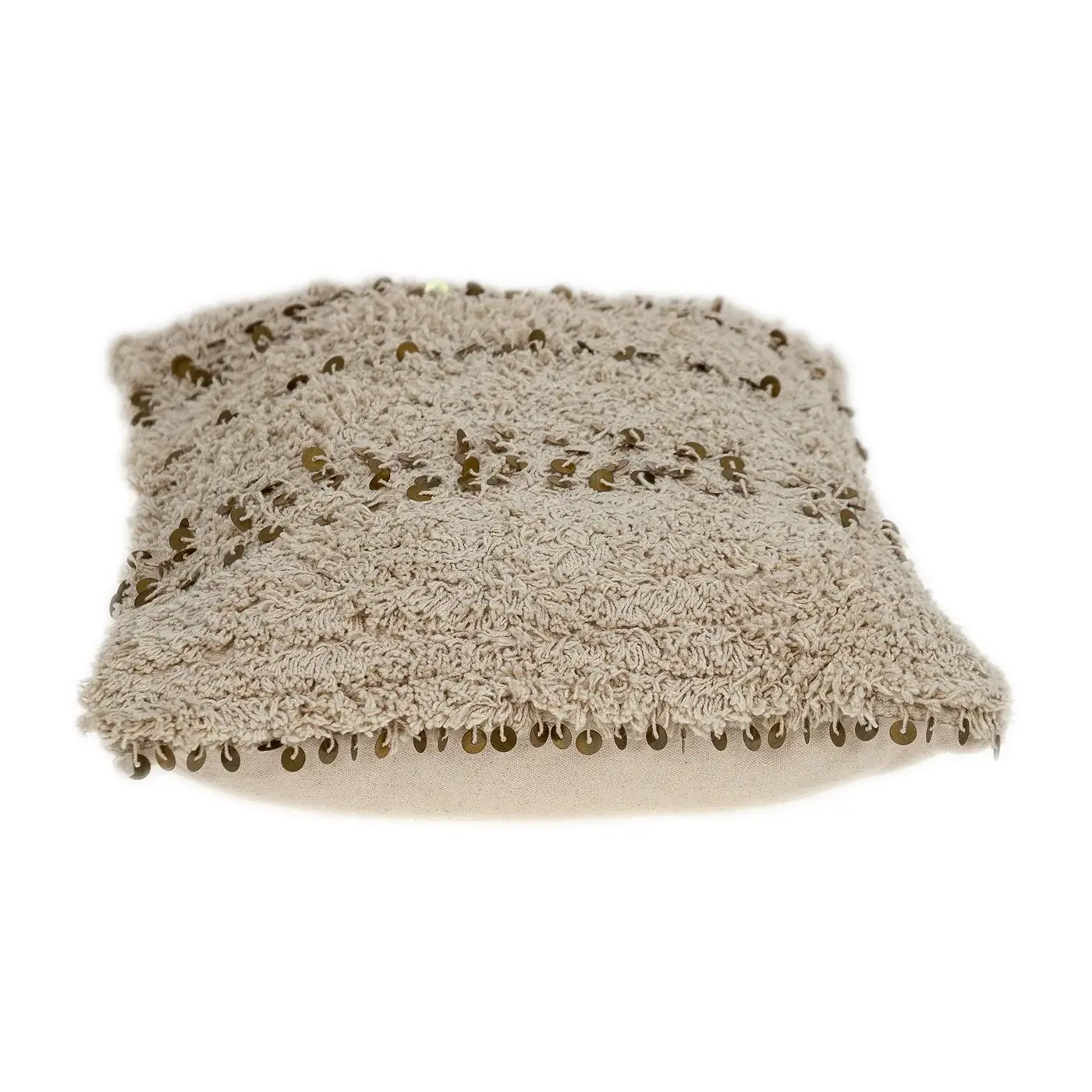Boho Woven Shaggy Sequin Lumbar Pillow - Image 4
