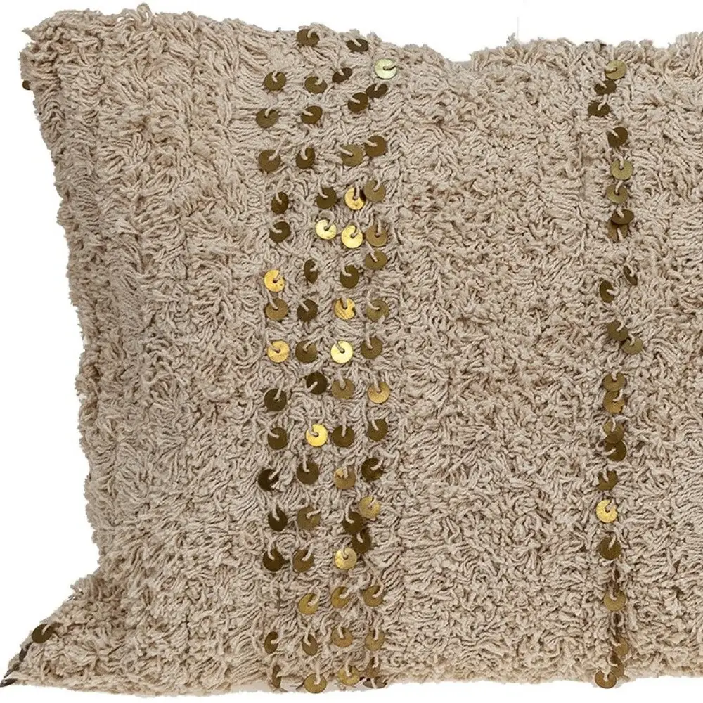 Boho Woven Shaggy Sequin Lumbar Pillow - Image 7