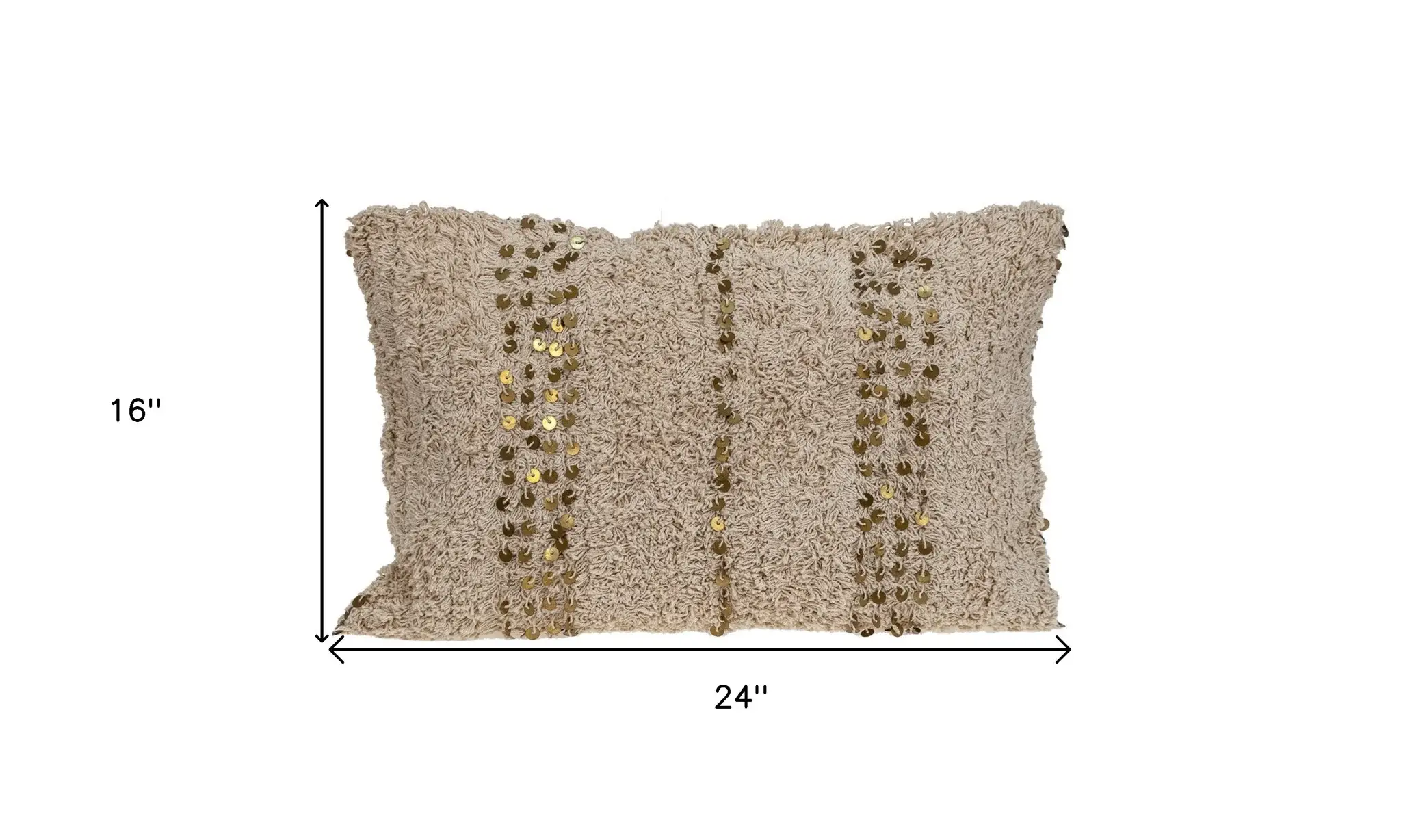 Boho Woven Shaggy Sequin Lumbar Pillow - Image 9