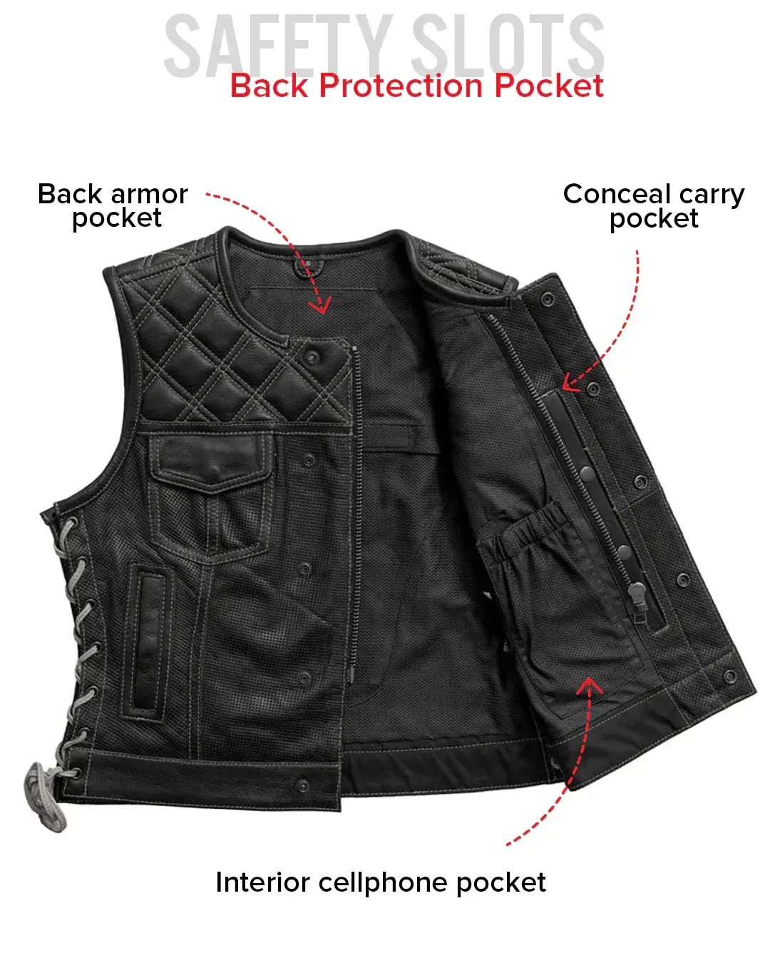 Bonnie Perforated Women's Motorcycle Leather Vest - Image 19