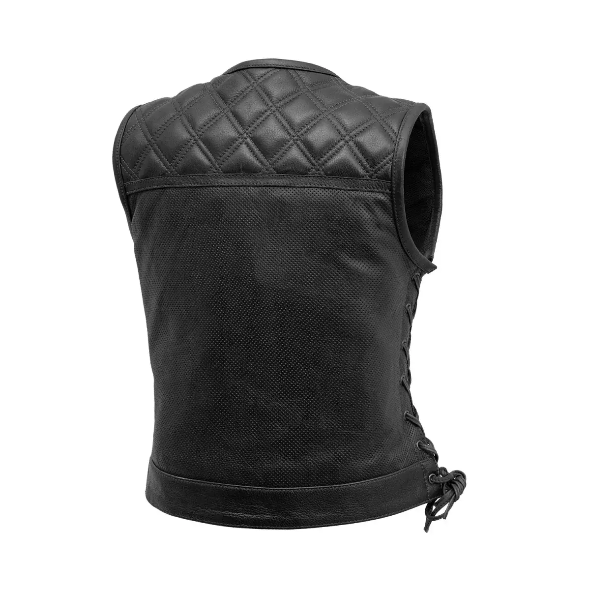 Bonnie Perforated Women's Motorcycle Leather Vest - Image 2