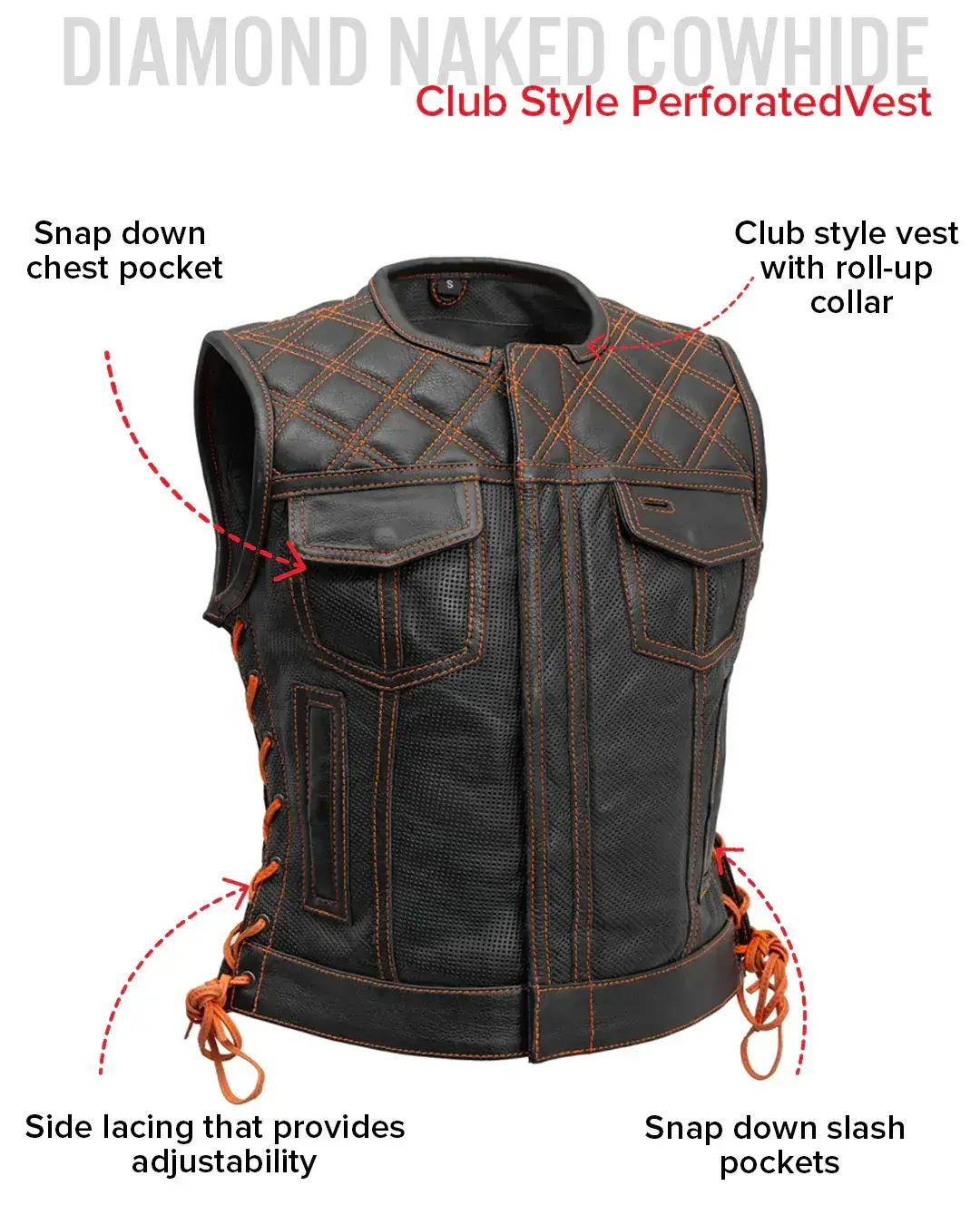 Bonnie Perforated Women's Motorcycle Leather Vest - Image 20