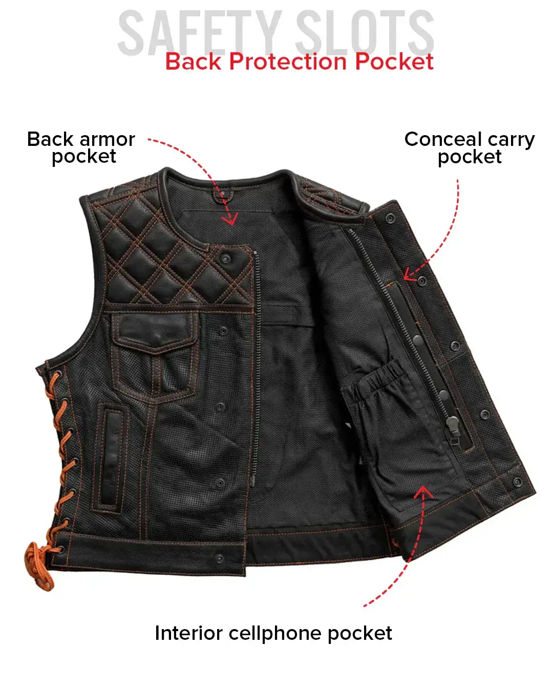 Bonnie Perforated Women's Motorcycle Leather Vest - Image 21