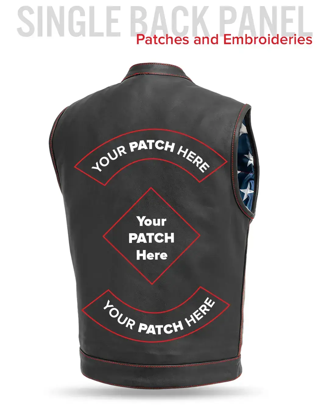 Born Free Men's Leather Motorcycle Leather Vest - Red Stitch - Image 8