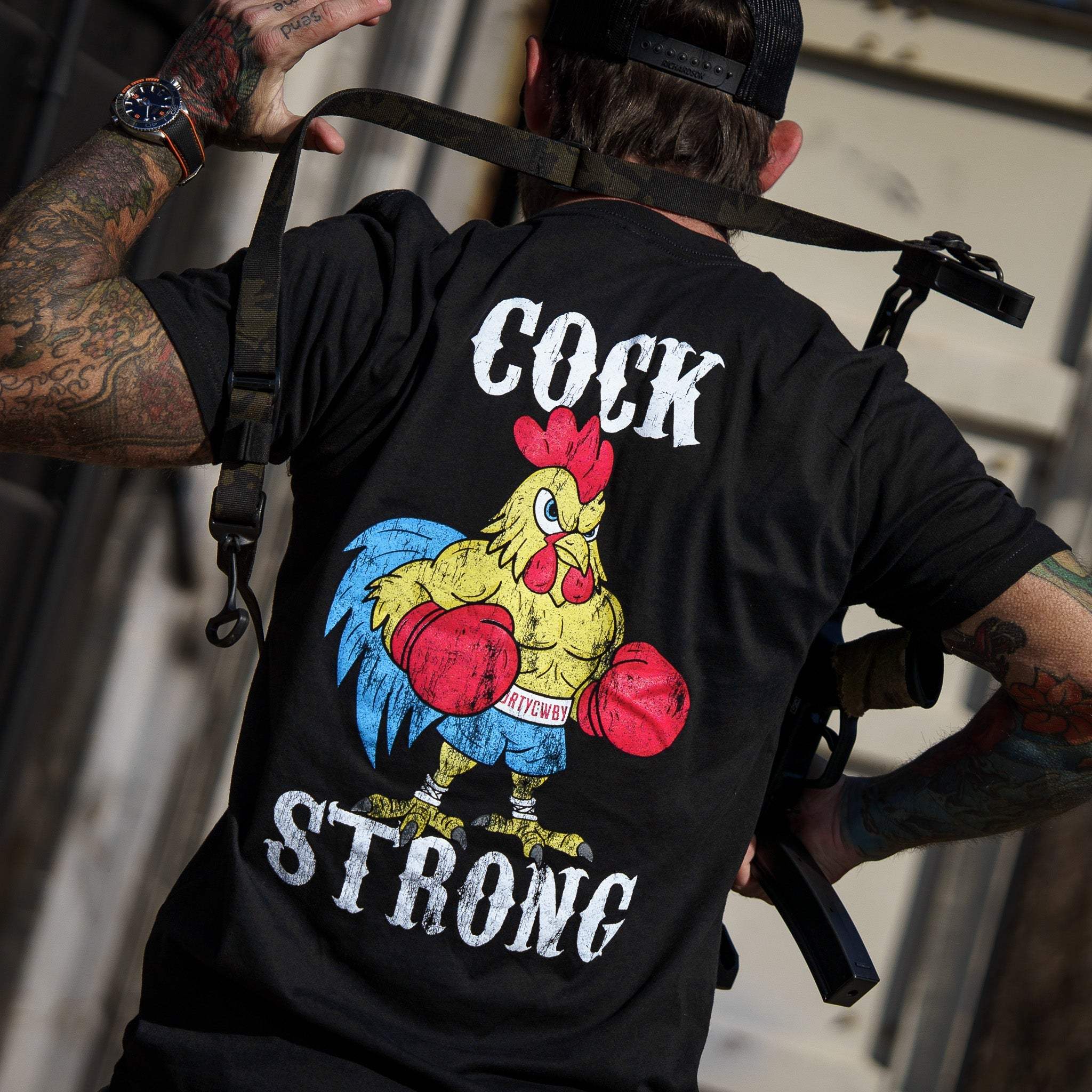 Boxing Chicken Strong Men's T-Shirt - Image 6