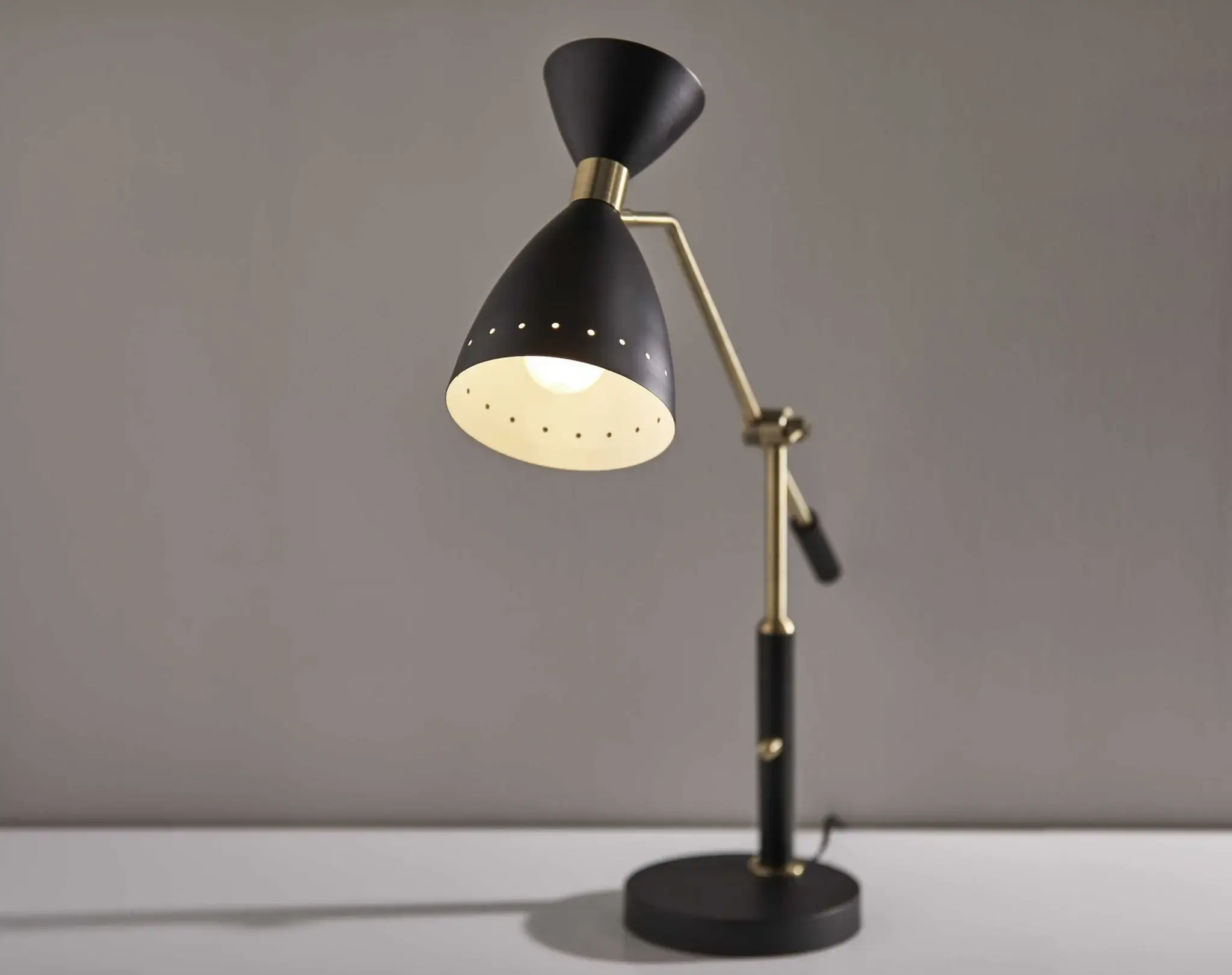 Brass Cinch Black Metal Adjustable Desk Lamp - Image 5