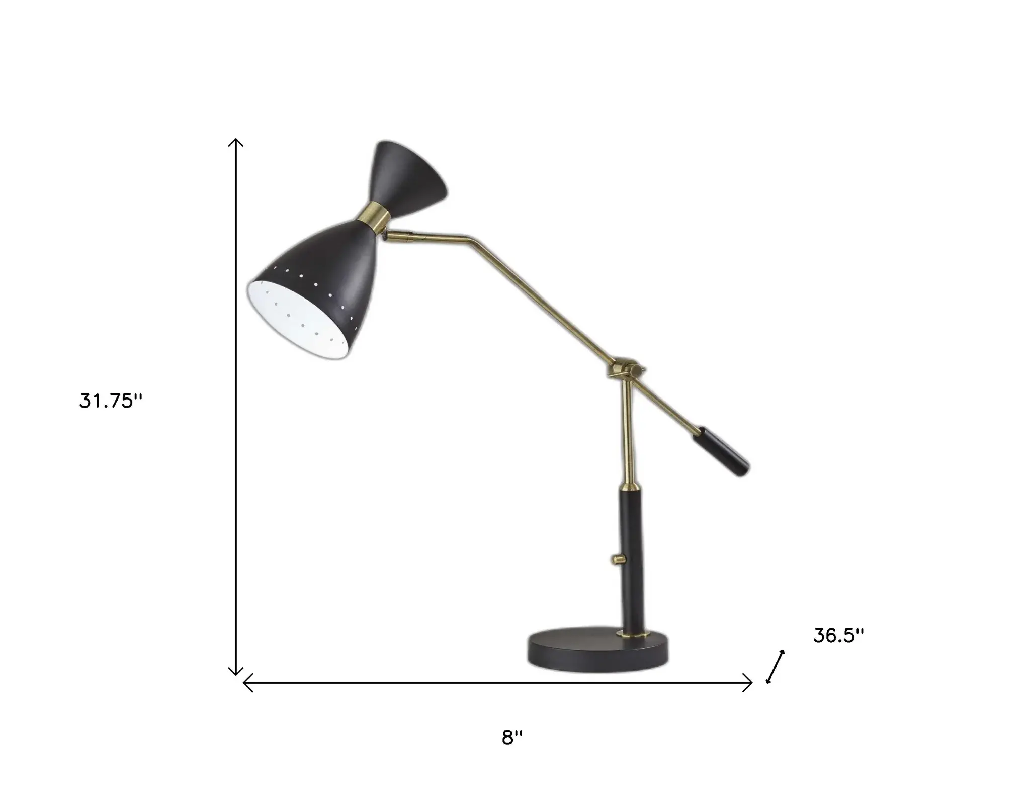 Brass Cinch Black Metal Adjustable Desk Lamp - Image 9