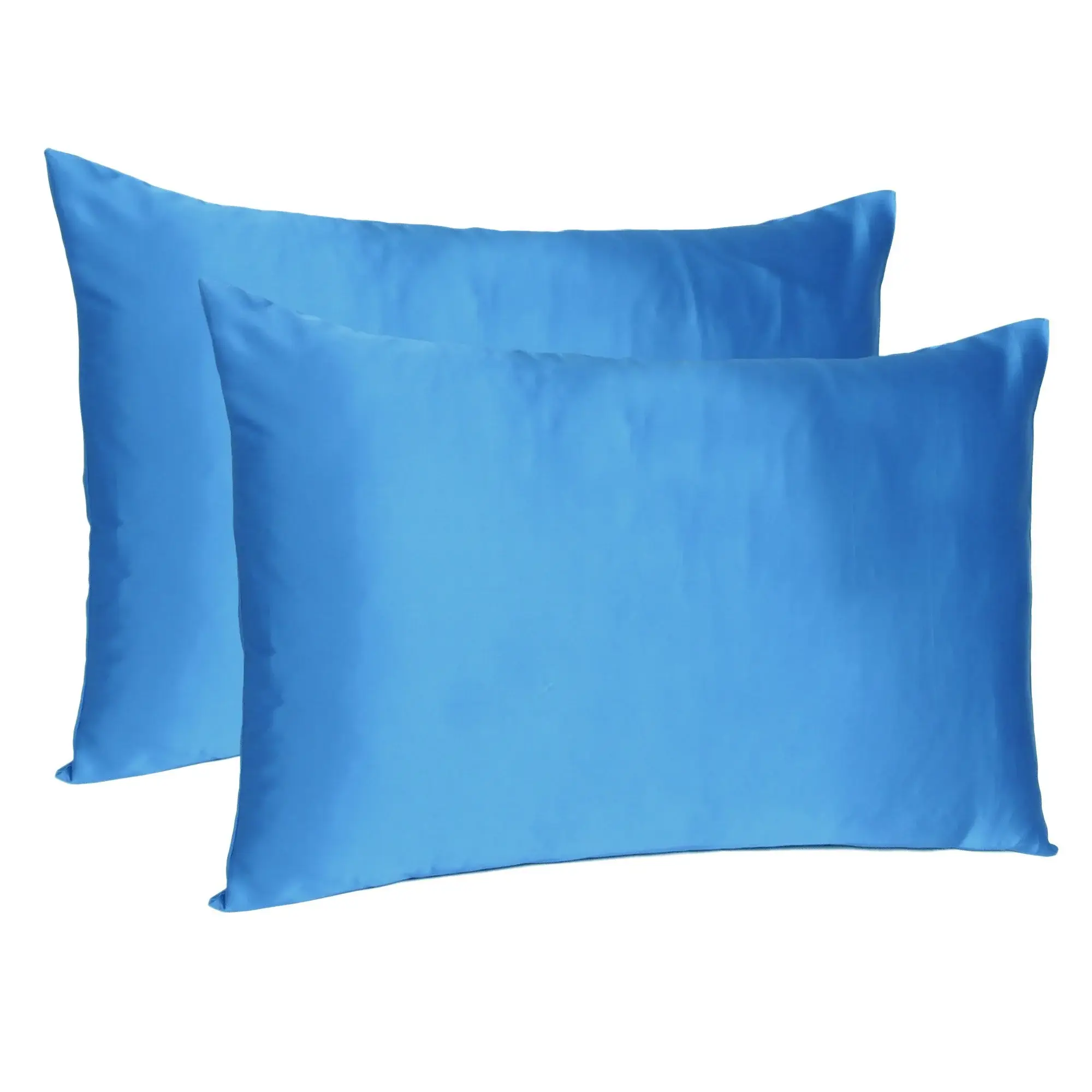 Bright Blue Dreamy Set Of 2 Silky Satin Standard Pillowcases - Image 4