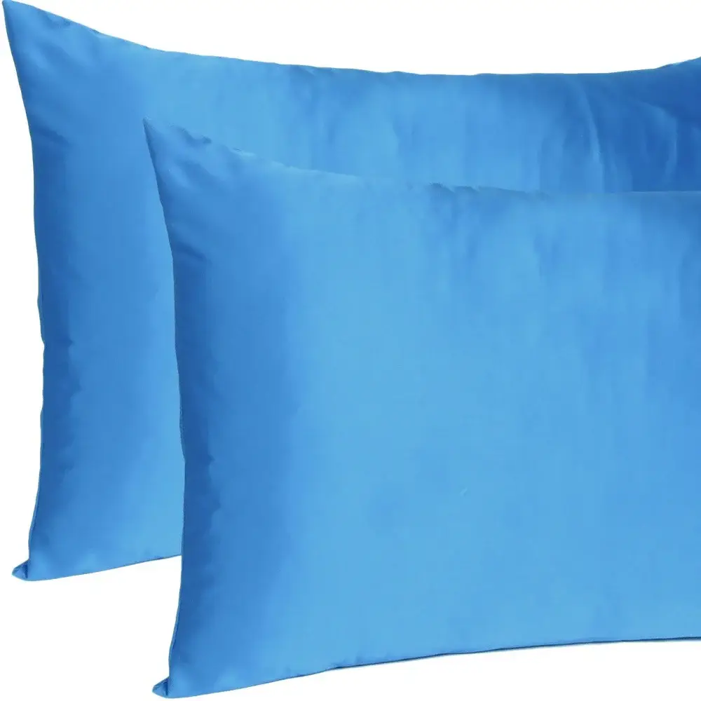 Bright Blue Dreamy Set Of 2 Silky Satin Standard Pillowcases - Image 7