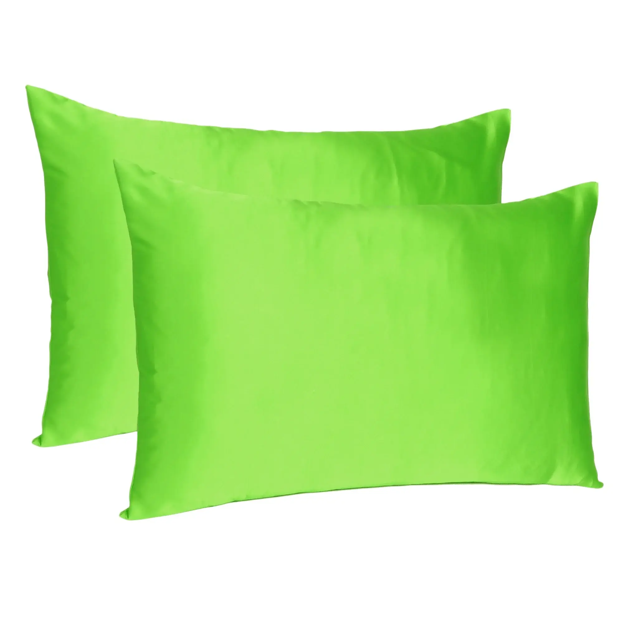 Bright Green Dreamy Set Of 2 Silky Satin King Pillowcases - Image 3