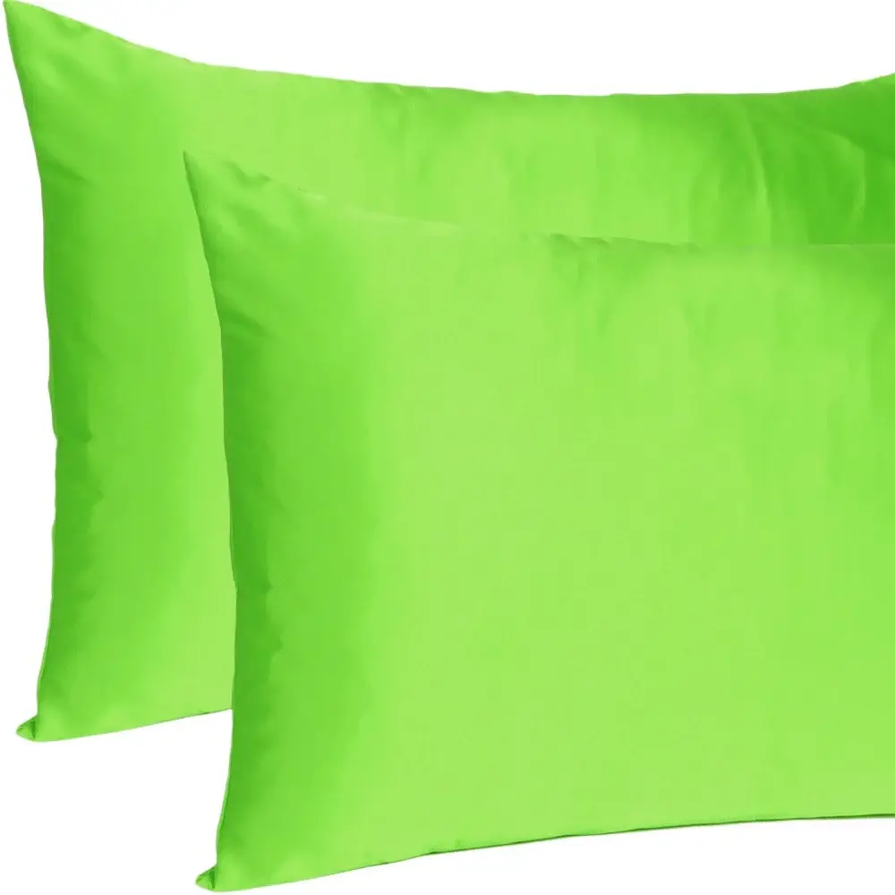 Bright Green Dreamy Set Of 2 Silky Satin King Pillowcases - Image 7