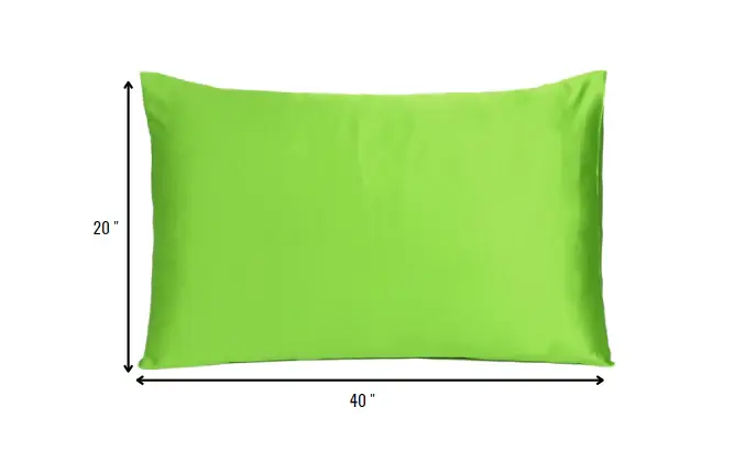 Bright Green Dreamy Set Of 2 Silky Satin King Pillowcases - Image 8
