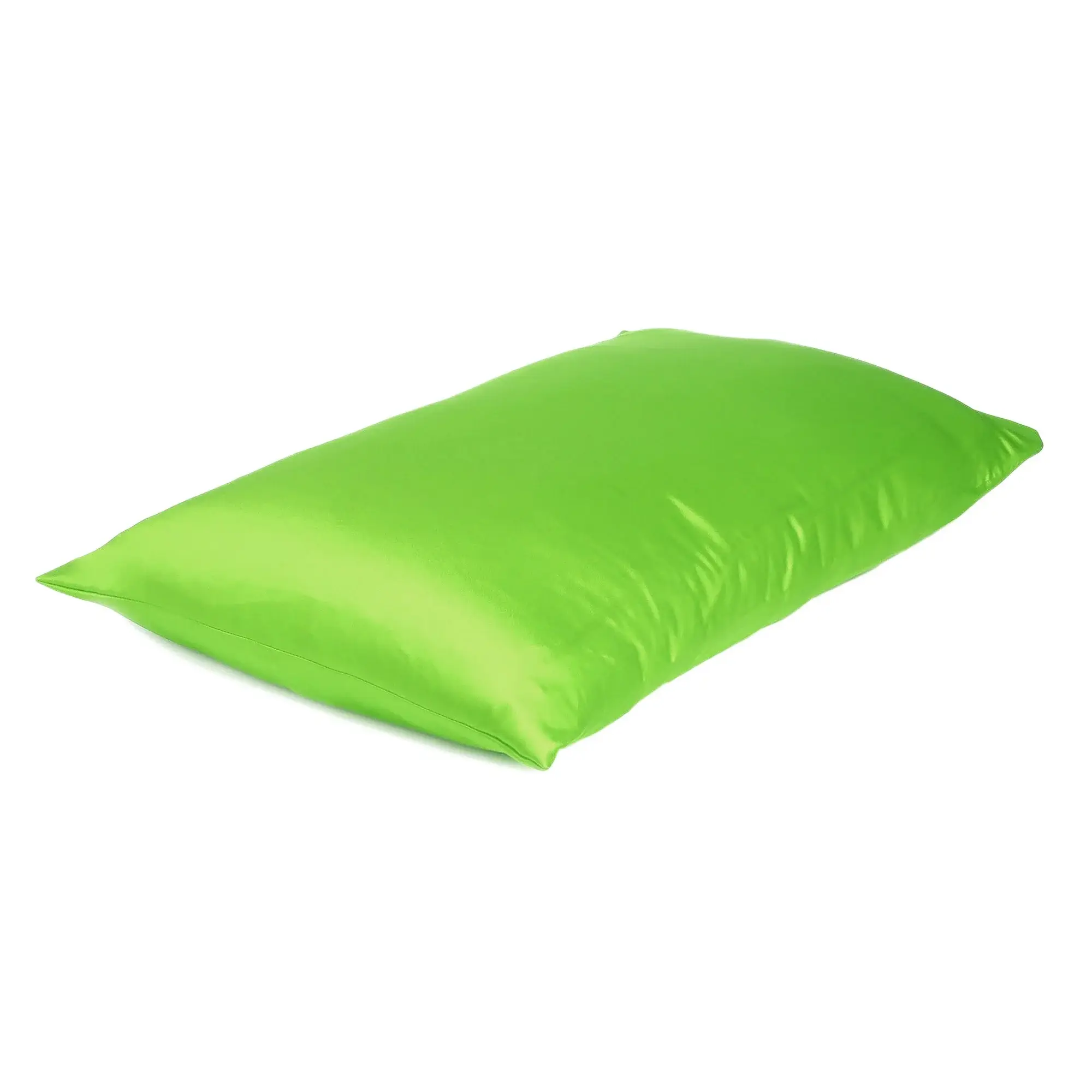 Bright Green Dreamy Set Of 2 Silky Satin Queen Pillowcases - Image 2