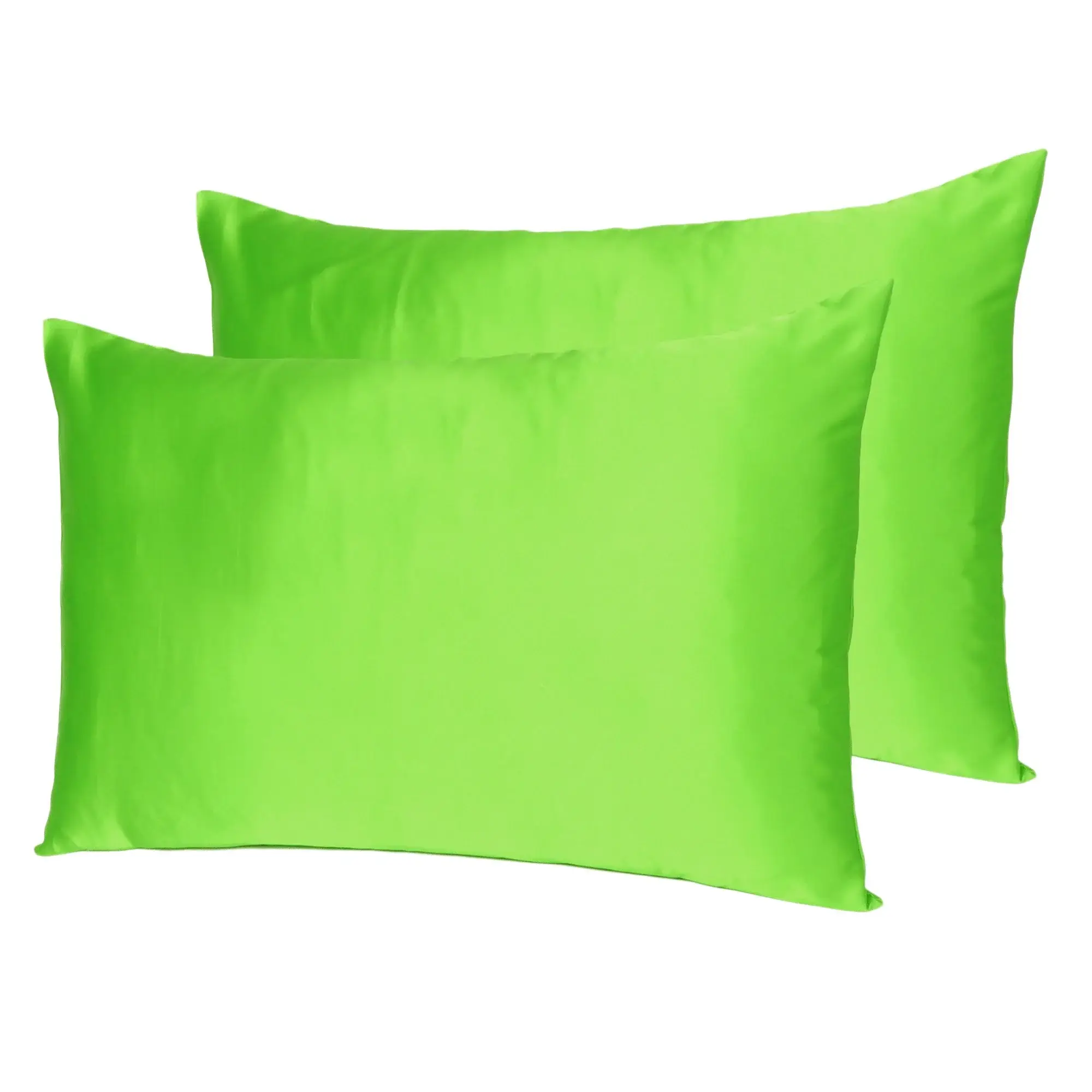 Bright Green Dreamy Set Of 2 Silky Satin Queen Pillowcases - Image 6