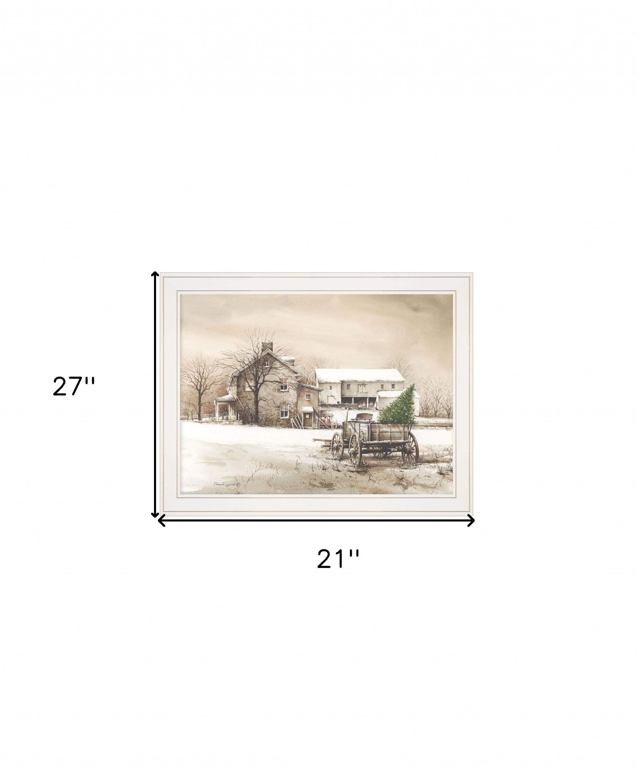 Bringing Home the Tree 2 White Framed Print Wall Art - Image 5
