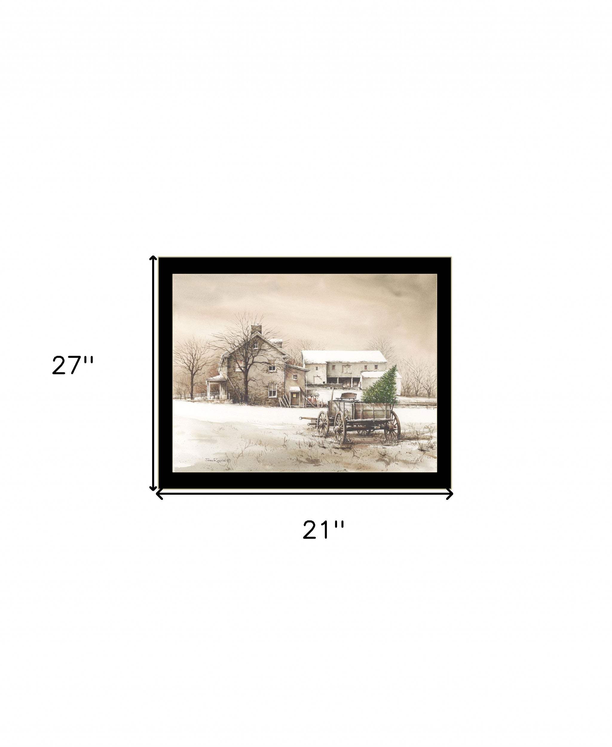 Bringing Home the Tree 3 Black Framed Print Wall Art - Image 5