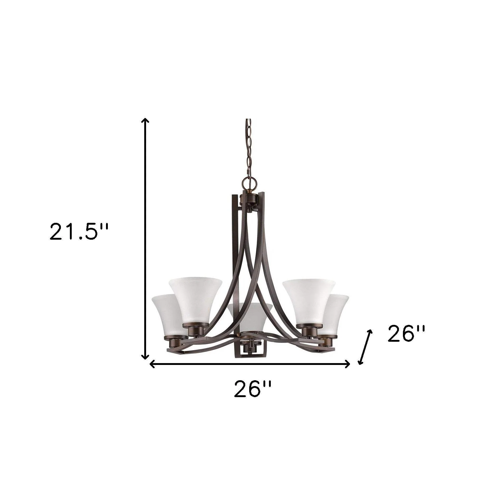 Bronze Candle Style Five Light Frosted Metal Dimmable Chandelier With White Shades - Image 5