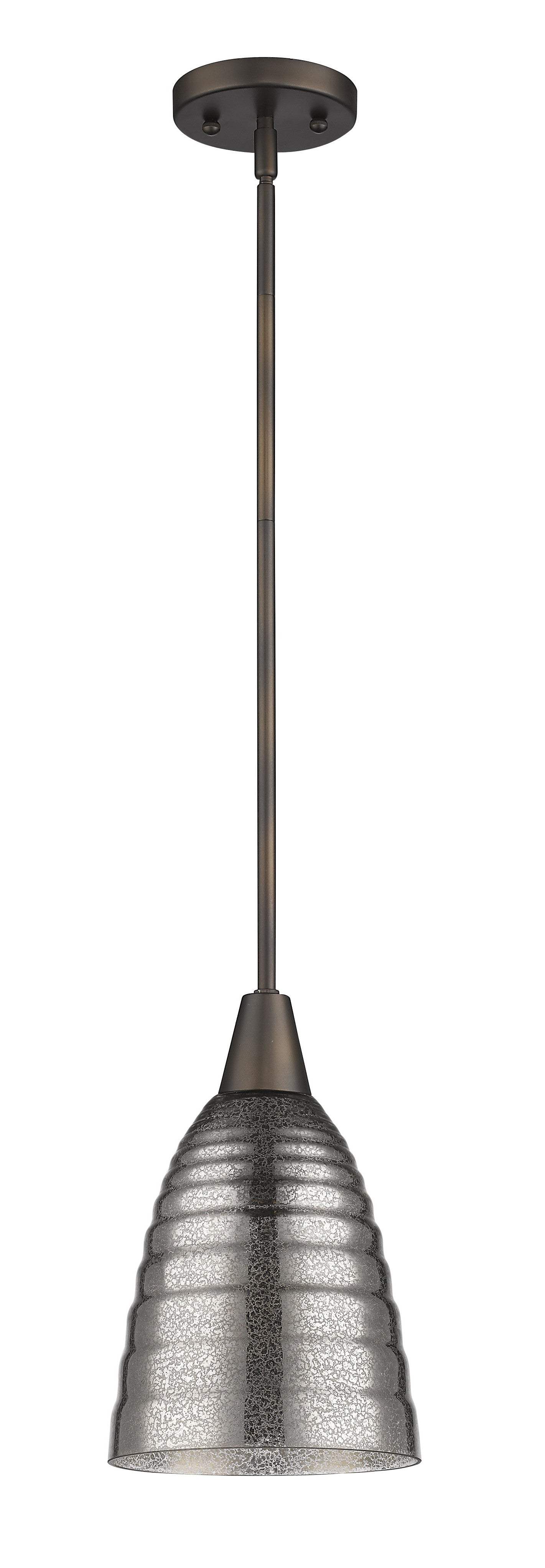 Bronze Hanging Light with Ribbed Pebbled Glass Shade - Image 3