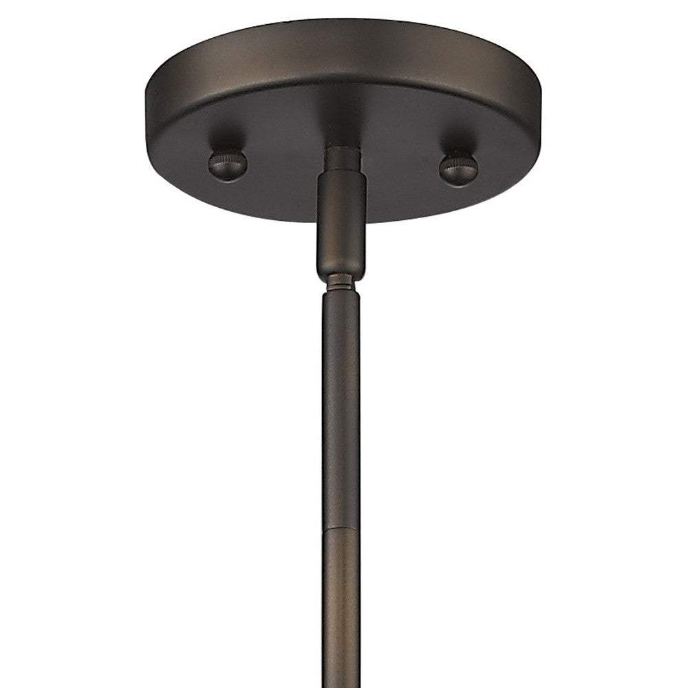 Bronze Hanging Light with Ribbed Pebbled Glass Shade - Image 4