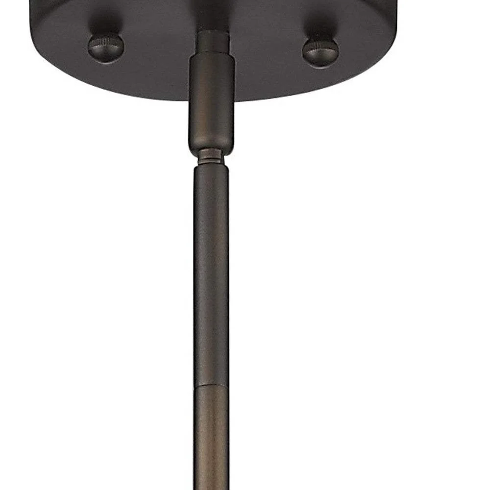 Bronze Hanging Light with Ribbed Pebbled Glass Shade - Image 5