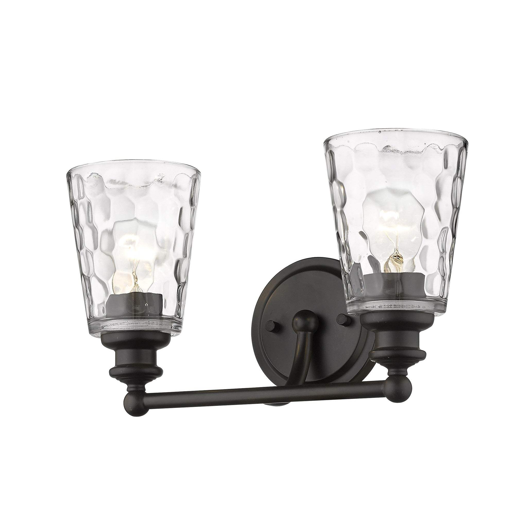 Bronze Metal and Pebbled Glass Two Light Wall Light - Image 2